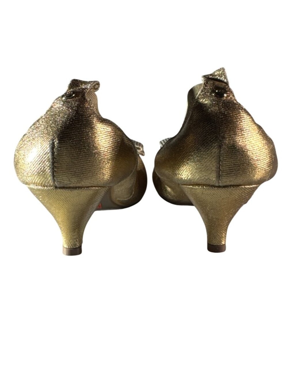 Michael Kors Gold Kitten Heels Rhinestone Bow US 5 Euro 38 UK 5 Elegant Design - Picture 7 of 11